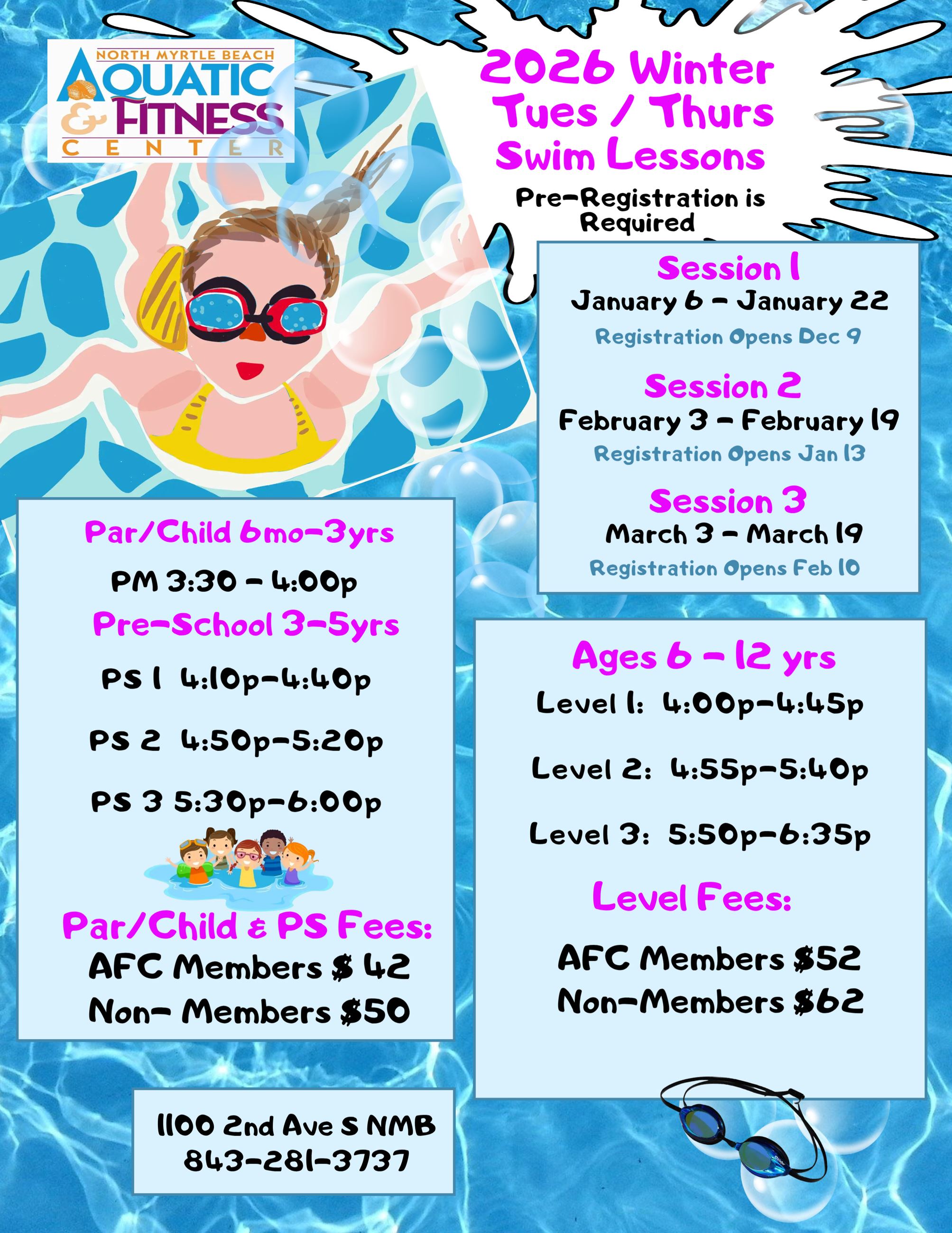 Winter 26 TuTh Swim Lesson Jan Feb March