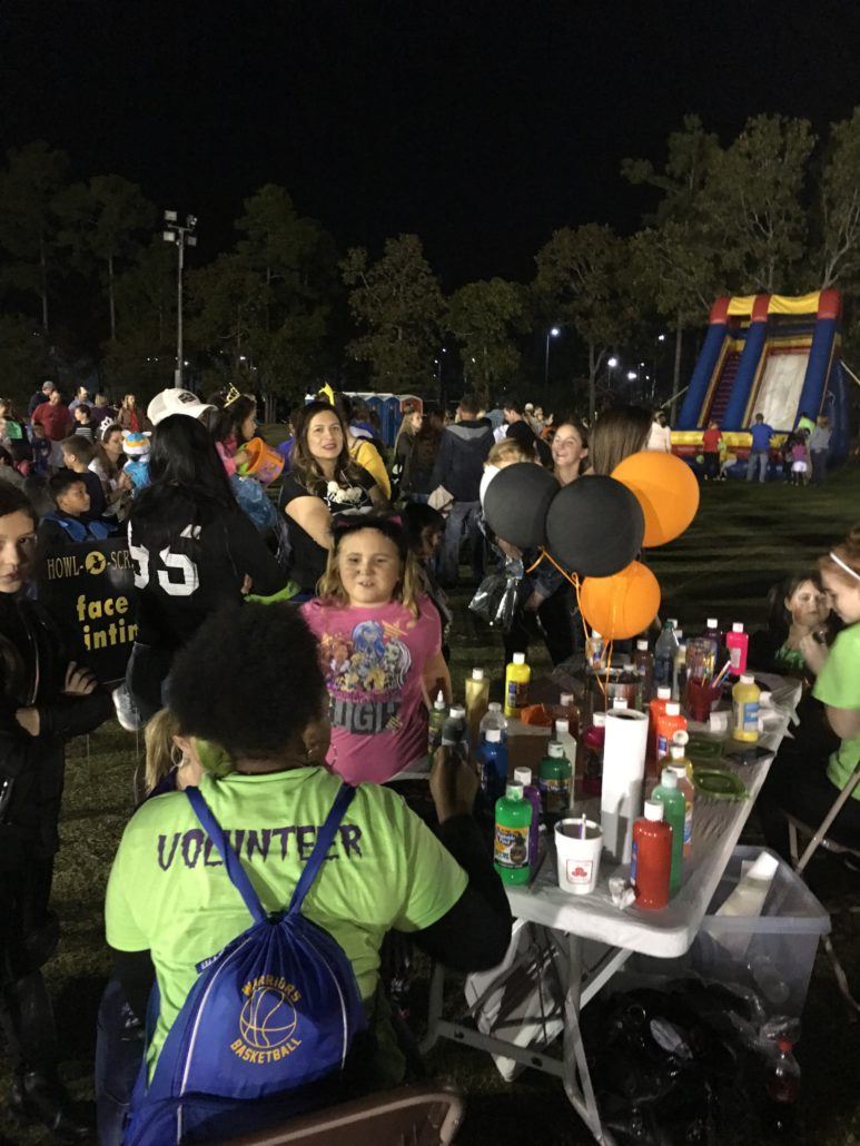 Face Painting station at night